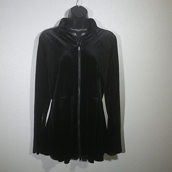 Boston Proper Black Velvet Warm Up Jacket Sm - Picture 1 of 6